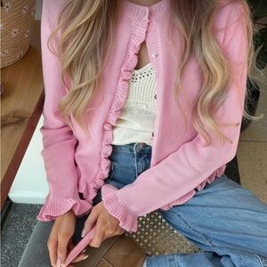 NWOT Pink Ruffled Women's Sweater